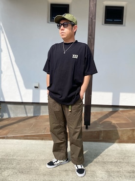 「MANUAL ALPHABET（マニュアル アルファベット）のアイテム（パンツ）」を使った、だっちんさん（メンズ・173cm）の秋コーディネート