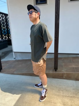「MANUAL ALPHABET（マニュアル アルファベット）のアイテム（パンツ）」を使った、だっちんさん（メンズ・173cm）の夏コーディネート