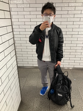 「ZIP FIVE（ジップファイブ）のアイテム（MA-1）」を使った、 ucさん（メンズ・159cm）の冬コーディネート