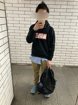 「アイテム（バックパック/リュック）」を使った、flさん（メンズ・159cm）の秋コーディネート