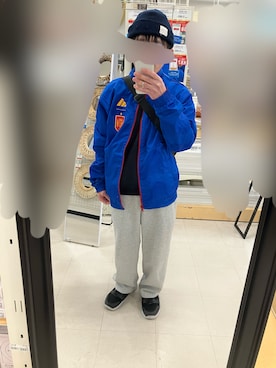 「アイテム（その他アウター、レッド系）」を使った、flさん（メンズ・159cm）の冬コーディネート