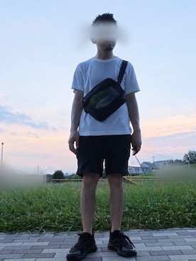 「Dickies（ディッキーズ）の▽WEB限定 Dickies/ディッキーズ メッシュショルダーバッグ（ショルダーバッグ、ブラック系）」を使った、FRさん（メンズ・159cm）の夏コーディネート