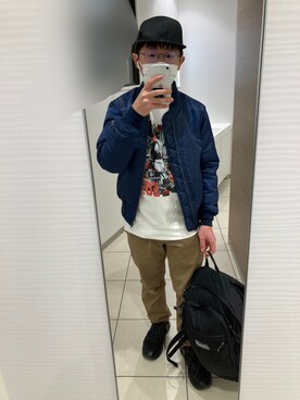「ZIP FIVE（ジップファイブ）のアイテム（MA-1）」を使った、 ucさん（メンズ・159cm）の冬コーディネート