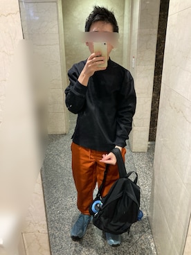 「アイテム（バックパック/リュック）」を使った、flさん（メンズ・159cm）の秋コーディネート