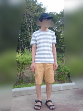 「アイテム（サンダル）」を使った、flさん（メンズ・159cm）の秋コーディネート