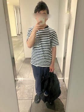 「UNIQLO（ユニクロ）のアイテム（Tシャツ/カットソー、ホワイト系）」を使った、FRさん（メンズ・159cm）の秋コーディネート