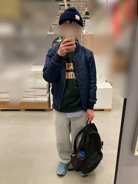 「アイテム（MA-1）」を使った、flさん（メンズ・159cm）の秋コーディネート