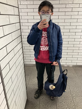 「ZIP FIVE（ジップファイブ）のアイテム（MA-1）」を使った、 ucさん（メンズ・159cm）の冬コーディネート