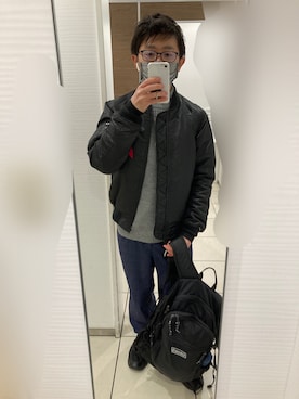「ZIP FIVE（ジップファイブ）のアイテム（MA-1）」を使った、 ucさん（メンズ・159cm）の冬コーディネート