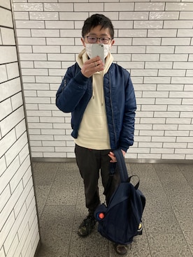 「ZIP FIVE（ジップファイブ）のアイテム（MA-1）」を使った、 ucさん（メンズ・159cm）の冬コーディネート