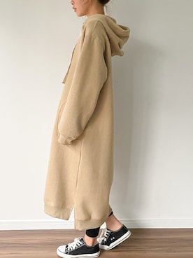 「junoah（ジュノア）のアイテム（ワンピース/ドレス）」を使った、moi☺︎さん（レディース・154cm）の冬コーディネート