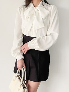 「junoah（ジュノア）のアイテム（トップス）」を使った、moi☺︎さん（レディース・154cm）の春コーディネート