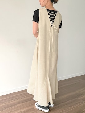 「junoah（ジュノア）のアイテム（ワンピース/ドレス）」を使った、moi☺︎さん（レディース・154cm）の春コーディネート