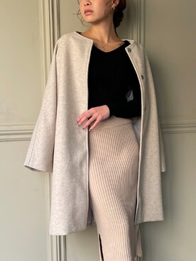 「JUNOAH（ジュノア）のアイテム（ジャケット/アウター）」を使った、moi☺︎さん（レディース・154cm）の冬コーディネート