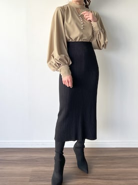 「JUNOAH（ジュノア）のアイテム」を使った、moi☺︎さん（レディース・154cm）の冬コーディネート