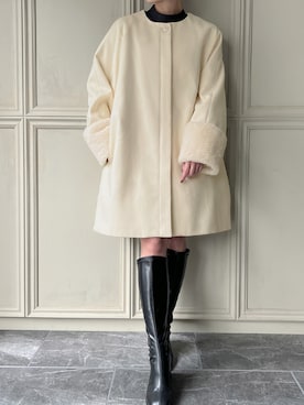 「JUNOAH（ジュノア）のアイテム（ジャケット/アウター）」を使った、moi☺︎さん（レディース・154cm）の秋コーディネート