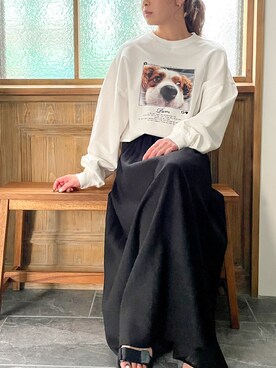 「junoah（ジュノア）のアイテム（スウェット）」を使った、moi☺︎さん（レディース・154cm）の冬コーディネート