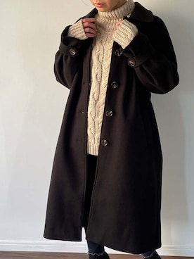 「JUNOAH（ジュノア）のアイテム（ジャケット/アウター）」を使った、moi☺︎さん（レディース・154cm）の冬コーディネート