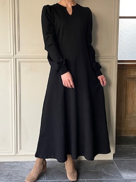 「junoah（ジュノア）のアイテム（ワンピース/ドレス）」を使った、moi☺︎さん（レディース・154cm）の冬コーディネート