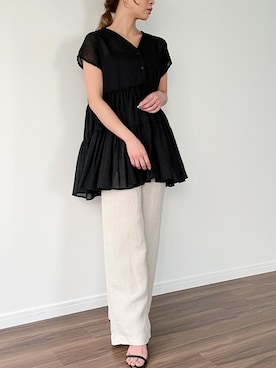 「junoah（ジュノア）のアイテム（トップス）」を使った、moi☺︎さん（レディース・154cm）の夏コーディネート