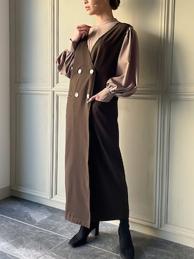 「JUNOAH（ジュノア）のアイテム（ジャンパースカート）」を使った、moi☺︎さん（レディース・154cm）の冬コーディネート