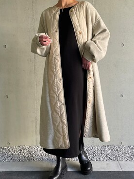「JUNOAH（ジュノア）のアイテム（その他アウター）」を使った、moi☺︎さん（レディース・154cm）の冬コーディネート