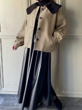 「JUNOAH（ジュノア）のアイテム（その他アウター）」を使った、moi☺︎さん（レディース・154cm）の冬コーディネート
