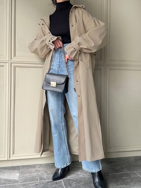「JUNOAH（ジュノア）のアイテム（その他アウター）」を使った、moi☺︎さん（レディース・154cm）の秋コーディネート