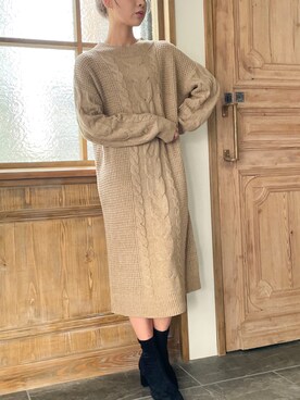 「junoah（ジュノア）のアイテム（ワンピース/ドレス）」を使った、moi☺︎さん（レディース・154cm）の秋コーディネート