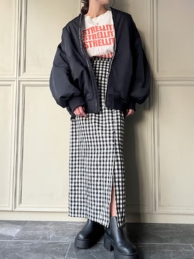 「JUNOAH（ジュノア）のアイテム（ジャケット/アウター）」を使った、moi☺︎さん（レディース・154cm）の冬コーディネート