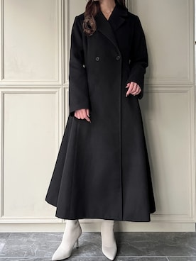 「JUNOAH（ジュノア）のアイテム（チェスターコート）」を使った、moi☺︎さん（レディース・154cm）の秋コーディネート