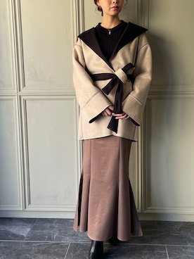 「JUNOAH（ジュノア）のアイテム（その他アウター）」を使った、moi☺︎さん（レディース・154cm）の冬コーディネート