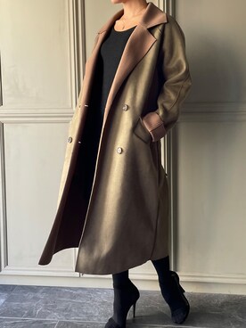「JUNOAH（ジュノア）のアイテム（チェスターコート）」を使った、moi☺︎さん（レディース・154cm）の冬コーディネート