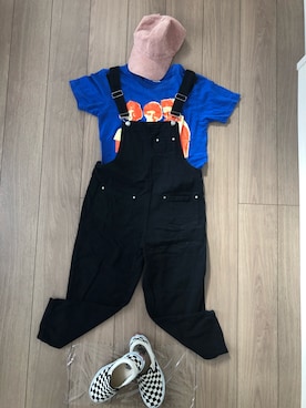 「バンドT」｜「アイテム（オールインワン・サロペット）」を使った、なおさん（レディース・152cm）の夏コーディネート