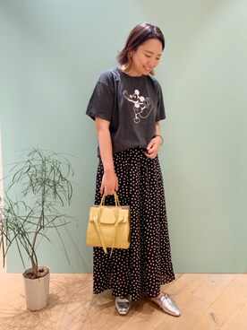 「LOWELL things（ロウェル　シングス）のLegacy/レザー2WAYオープントートバッグ mini（トートバッグ）」を使った、NANAさん（レディース・163cm）の夏コーディネート