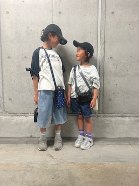 「アイテム（ボディバッグ/ウエストポーチ）」を使った、wa.ou.chiさん（キッズ・123cm）の夏コーディネート
