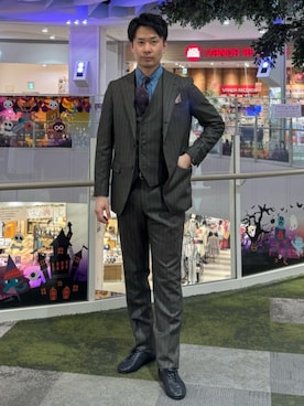 「アイテム（スーツセット）」を使った、0493psfaさん（メンズ・177cm）の秋コーディネート