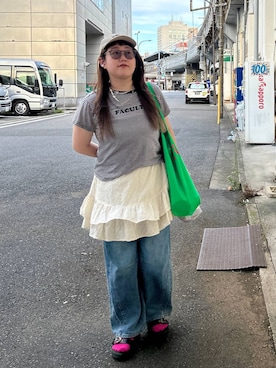 「アイテム（帽子）」を使った、たけちゃんさん（レディース・162cm・30代）の夏コーディネート