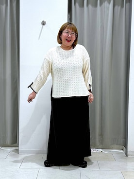 「LOWRYS FARM（ローリーズファーム）のウッドサンダル 637756（サンダル、ブラック系）」を使った、たけちゃんさん（レディース・161cm）の夏コーディネート