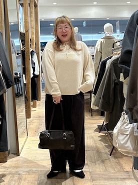 「LOWRYS FARM（ローリーズファーム）のイージーワイドコクーンパンツ 327286（その他パンツ、ブラウン系）」を使った、たけちゃんさん（レディース・161cm）の春コーディネート