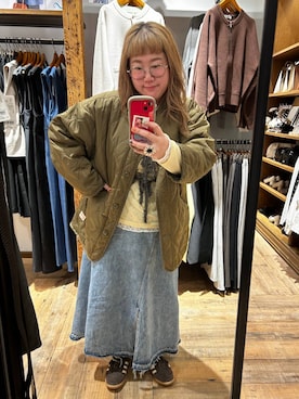 「LOWRYS FARM（ローリーズファーム）のＵＳＥＦＵＬシアープルオーバー　580950（Tシャツ/カットソー、イエロー系）」を使った、たけちゃんさん（レディース・161cm）の春コーディネート