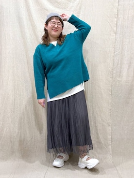 「アイテム（ニットキャップ/ビーニー、グレー系）」を使った、たけちゃんさん（レディース・162cm）の冬コーディネート