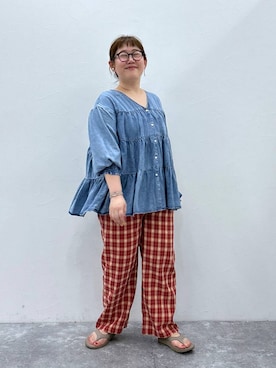 「ぽっちゃりスタッフ」｜たけちゃんさん（レディース・162cm）の夏コーディネート