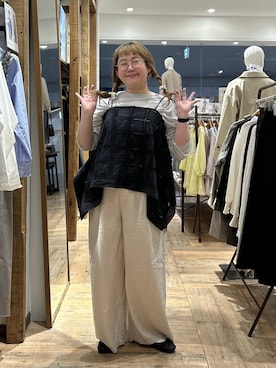 「GLOBAL WORK（グローバルワーク）のらくっション撥水バレエ/135873（バレエシューズ、ブラック系）」を使った、たけちゃんさん（レディース・161cm）の春コーディネート