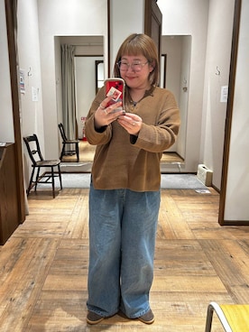 「アイテム（デニムパンツ）」を使った、たけちゃんさん（レディース・162cm・30代）の冬コーディネート