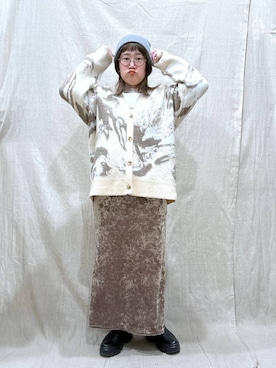 「アイテム（ニットキャップ/ビーニー、グレー系）」を使った、たけちゃんさん（レディース・162cm）の冬コーディネート