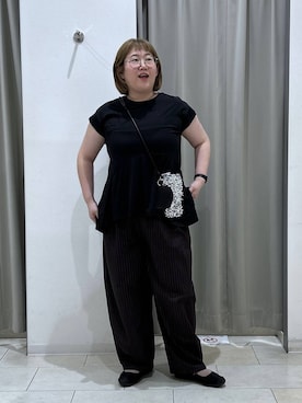 「LOWRYS FARM（ローリーズファーム）のイージーワイドコクーンパンツ 327286（その他パンツ、ブラウン系）」を使った、たけちゃんさん（レディース・161cm）の夏コーディネート