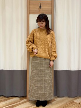 「Samansa Mos2 blue（サマンサモスモスブルー）のアイテム（トップス、オレンジ系）」を使った、🌱メグミさん（レディース・154cm）の冬コーディネート
