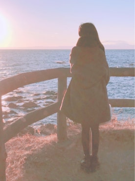 「チョコ色に染まれ」｜「アイテム（ノーカラーコート）」を使った、UsaNa🐰さん（レディース・160cm）の冬コーディネート