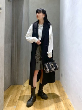 「ジーナシス」｜「アイテム（カーゴパンツ）」を使った、AKANE（jeanasis）さん（レディース・165cm）の秋コーディネート